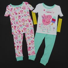 Peppa Pig Sweeter Together 4 Piece Pajama Set- 2 Shirts, 2 Pants 3t *Please See Photos For Fabric Content And Washing Instructions Condition: New- With Tags, Smoke Free Home Please Review All Photos Closely As These Will Be The Best Description Of The Item. Thank You For Shopping! Peppa Pig Shoes, Yellow Tulle Skirt, Cotton Pajama Set, Shirt Pant Set, Cotton Pajama Sets, Rayon Pants, Flannel Pajamas, Levi Jeans 501