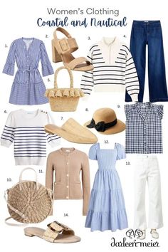 Nautical Wear For Women, Nautical Sweater Outfit, Coastal Chic Style Clothes, Outfits For Cape Cod Summer, Nautical Outfit Women Summer, Nautical Outfit Women Classy, Outfits For The Hamptons, Coastal Lifestyle Aesthetic, Nautical Chic Outfit