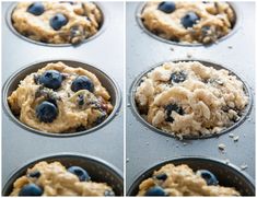 blueberries and oatmeal in a muffin tin