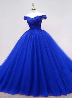 Gorgeous Royal Blue Tulle Ball Gown Party Dress With Lace, Blue Long Formal Dress M304 on Luulla Blue Gown For Quinceanera During Prom Season, Blue Tulle Ball Gown For Quinceanera, Royal Blue Ball Gown For Prom Season, Blue Tulle Gown For Quinceanera, Blue Floor-length Ball Gown For Prom, Blue Ball Gown Evening Dress With Sweep Train, Blue Ball Gown For Prom, Fitted Blue Tulle Ball Gown, Fitted Blue Quinceanera Dress For Banquet