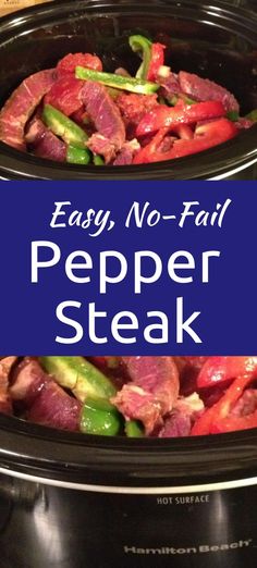 an easy slow cooker recipe for pepper steak