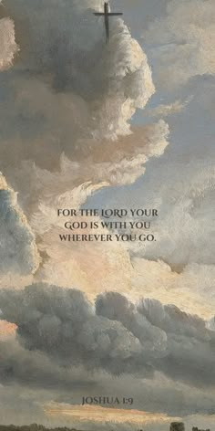 a painting with an airplane flying in the sky above clouds and words written on it