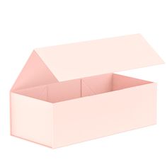 an open pink box on a white background