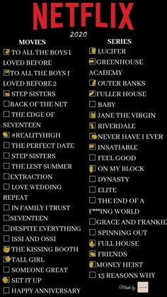 the netflix list is shown in red and black, with words on it that spell out which