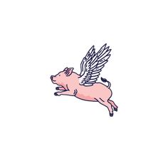 a flying pig with wings on it's back