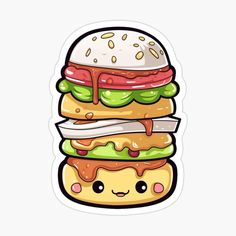 a stack of hamburgers sticker