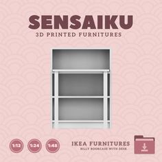 the ikea furniture bookcase is shown in pink and white, with an image of a