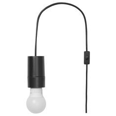 an electric light bulb attached to a black cord