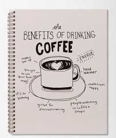 a coffee cup with the words, benefits of drinking coffee on it and an image of a