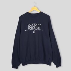 Vintage Minot State University Sweatshirt Large MSU Spell Out Printed Crewneck American College Minot North Dakota Sweater Size L West Virginia Mountaineers Football, Football Sweater, Virginia Cavaliers, Notre Dame University, Blue Jumper, University Sweatshirts, Football Sweatshirt, University Of Virginia, Blue Sweatshirt