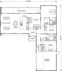 the floor plan for a two bedroom house with an attached kitchen and living room area