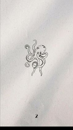 an octopus is drawn on paper with black ink