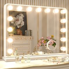 PRICES MAY VARY. [Plug-in Replaceable Blubs] The hollywood vanity mirror bulbs are replaceable. If the bulb fails, you can simply replace it with 2 extra bonus bulbs. Our vanity mirror with lights has a longer lifespan than other non-replaceable lighted makeup mirrors. With unique rounded corner and aluminum alloy frame, this LED vanity mirror is suitable for dressing rooms, bedrooms, makeup studios and salons. [3 Color Lights & Memory Function] The vanity mirror with lights for bedroom is surro White Vanity Mirror, Hollywood Makeup Mirror, Vanity Mirror With Lights, Hollywood Vanity Mirror, Hollywood Vanity, Bed With Led Lights, Hollywood Lights, Hollywood Makeup, Color Lights