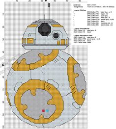 a cross stitch pattern for a star wars bb - 8 droid