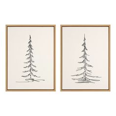 18" X 24" 2pc Sylvie Minimalist Evergreen Trees Sketch Framed Canvas Set By The Creative Bunch Studio - Kate & Laurel All Things Decor : Target Trees Sketch, Tree Sketches, Nature Wall Decor, Tree Canvas, Evergreen Trees, Drawing Prints, Canvas Wall Art Set, Canvas Texture, Framed Canvas Wall Art