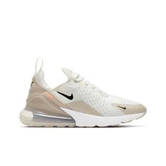 Nike Air Max 270 "Summit White/Black/Desert Sand" Women's Shoe - Hibbett | City Gear Air Max 180, 270 Nike, Preppy Shoes, Cute Nike Shoes, Cute Nikes, Nike Air Max 270, Swag Shoes, Air Max 270, Nike Shoes Women