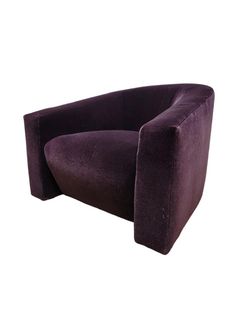 a purple chair sitting on top of a white floor