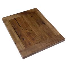 a wooden cutting board on a white background