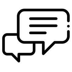 two speech bubbles are shown in black on a white background, one is empty and the other has an empty bubble