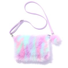 PRICES MAY VARY. MATERIAL: Made by soft faux fur, quality PU leather back and polyester lining; smooth zipper closure, safe for children to use SIZE: ~ 9.1 x 6.5in (Length x Height x Width), shoulder strap most length 45.3in, weight 0.16lb, cute purse for young girls, teens, and women MULTIPLE WAY OF USE: Designed to hold child treasures like candies, snacks, lip gloss, etc. used as shoulder, crossbody bag or handbag for LITTLE FASHIONISTAS: This fabulous purse can go with any dress or casual lo Fuzzy Bag, Tie Dye Bags, Rainbow Purses, Fluffy Bag, Rainbow Plush, Unicorn Bag, Unicorn Backpack, Winter Bags, Rainbow Bag