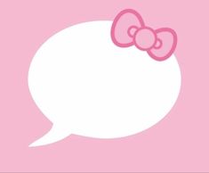 a pink hello kitty speech bubble with a bow on it