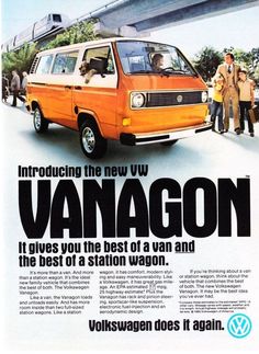 an advertisement for the vw vanagon