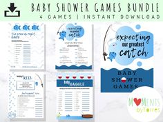 the baby shower games bundle is shown