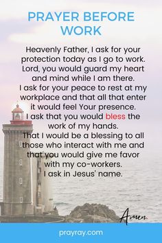 a lighthouse with the words prayer before work