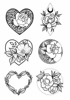 an image of tattoos with roses and hearts