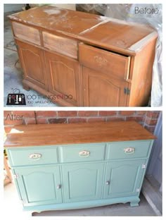 before and after photos of an old dresser