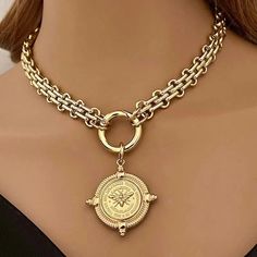 Gold Coin Jewelry, Hand Knotted Necklace, Beautiful Gold Necklaces, Bee Pendant, Spring Jewelry, Gold Coin, Gold Necklace Designs, Coin Jewelry, Necklace Online