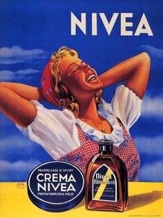 an advertisement for nivea with a woman holding her head