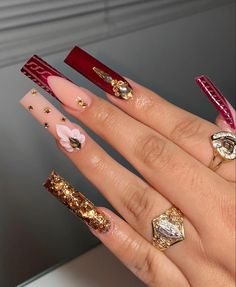 Long Almond Christmas Nails, Valentines Red Nails, Long Christmas Nails, Accent Nail Designs, Pedicure Nail Designs, Diy Acrylic Nails, Nude Nail Designs, Ombre Acrylic Nails, Claw Nails