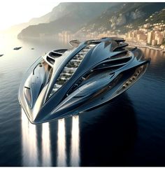 a futuristic boat floating on top of the ocean