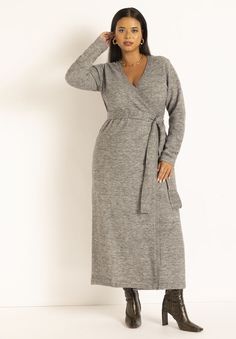 Sweater Wrap Dress | Eloquii Stylish Older Women Over 60, Sweater Wrap Dress, Picture Questions, Plus Size Sweater Dress, Eloquii Dress, Wrap Sweater Dress, Sweater Wrap, Plus Size Sweater, Plus Size Fall