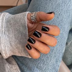 Faster shipping. Better service Simple Black Square Nails, Black Nail Tips Square, Short Black French Nails Square, Black Sparkle Nails Square, Black Manicure Short Square, Black Nails Short, Square Gel Nails, Short Fake Nails, Short Coffin Nails