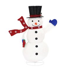 a snowman is wearing a top hat and scarf