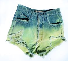 size 29 waist - green jean shorts - Guess Jeans shorts -distressed jean shorts -upcycled dyed shorts -studded Shorts women - # 43 Summer Ripped Faded Jean Shorts, Summer Faded Ripped Jean Shorts, Acid Wash Distressed Jean Shorts, Distressed Acid Wash Jean Shorts, Summer Distressed Faded Jean Shorts, Faded Distressed Jean Shorts For Summer, Ripped Faded Shorts, Faded Ripped Shorts, Trendy Acid Wash Distressed Jean Shorts