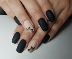 Trendy matte Black Nails Designs Inspirations; Black Nails; Matte Nails; Kutek Disney, Matte Black Nails, Nails Matte, Summer Nail Art, Nail Design Inspiration, Black Nail Designs