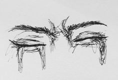 an artistic drawing of two eyes with long eyelashes