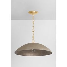 a light fixture hanging from the ceiling with a chain attached to it's end