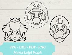 mario and luigi face cut outs for paper crafting, including the letter s vg - dxf - pf - png