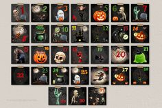 halloween calendar with pumpkins and jack - o'- lanterns