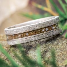 Dinosaur Bone and Meteorite Wedding Band Future Partner, Dinosaur Bone Ring, Gibeon Meteorite, Meteorite Jewelry, Dinosaur Fossil, Unique Mens Rings, Bone Ring, Engraved Wedding Rings, Protection Jewelry