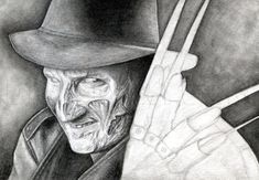 a drawing of an old man with a hat on holding scissors in his hand and looking at the camera