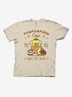 Pompompurin Cafe Boyfriend Fit Girls T Shirt Easy 30 day return policy Pompompurin Clothing, Sanrio Tshirts, Pompompurin Shirt, Pompompurin Merch, Pompompurin Cafe, Hot Topic Sanrio, Sanrio Shirt, Sanrio Shirts, Cafe Treats