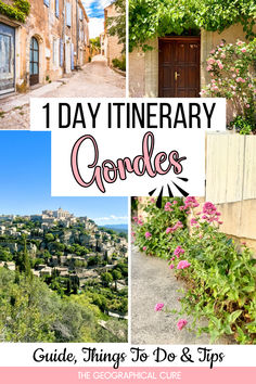 a collage of photos with the words 1 day itinerary guides on top