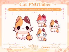 an image of cat cartoon character set