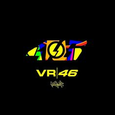 the logo for vr 46 is shown on a black background with yellow and red letters