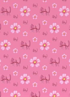 pink flowers and bows on a pink background